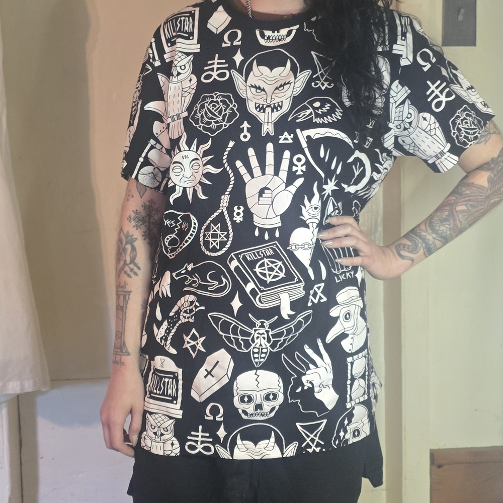 Killstar Black and White Graphic Tee - Picture 1 of 4